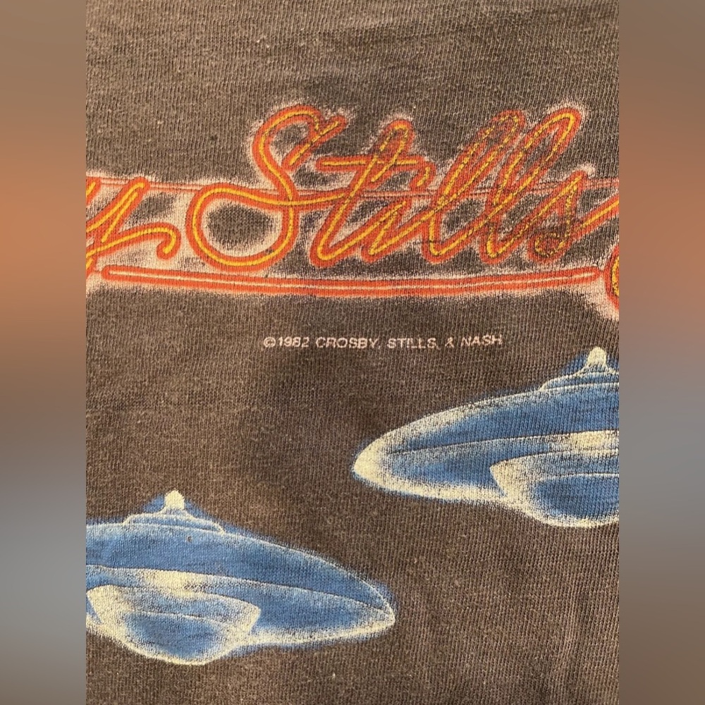 Vintage 80s Crosby Stills Nash Daylight Again Tour Top Concert Ufo T-Shirt Large - Picture 3 of 11